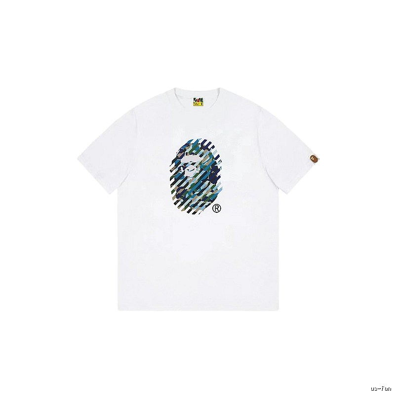 A Bape camouflage-style white T-shirt