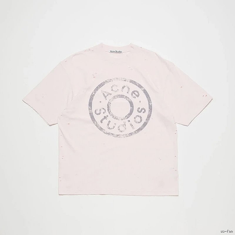Acne Studios 2090-80 Pink Multicolor Pink Style Ac908041 Stockholm Logo T-Shirt Commuter Look