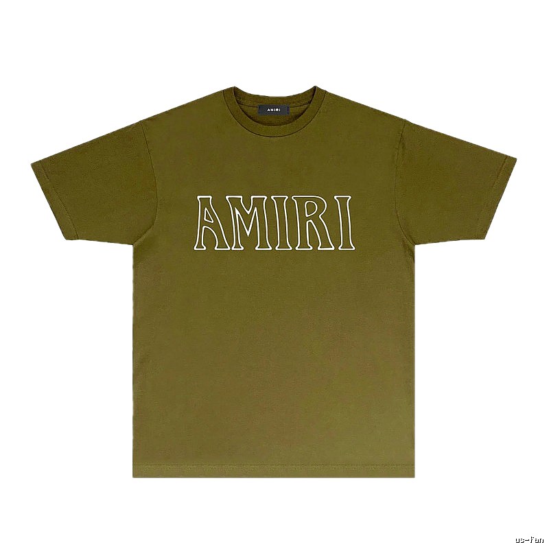 AMIRI Basic Style Trendy and Cool Olive Green T-shirt