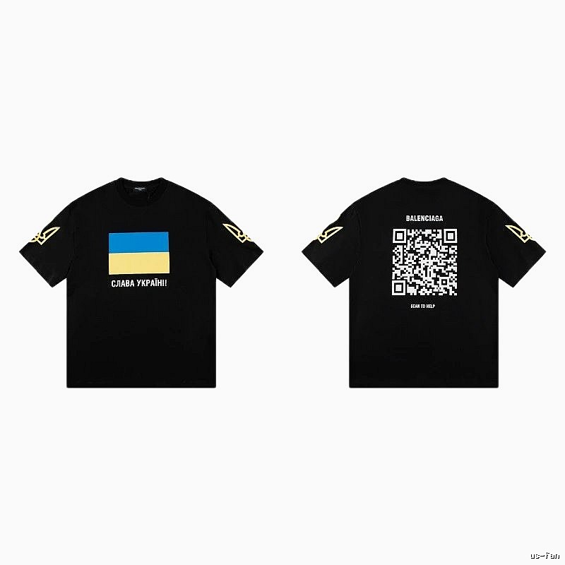 Balenciaga Charity Print Trendy Style Black Short-sleeve T-Shirt