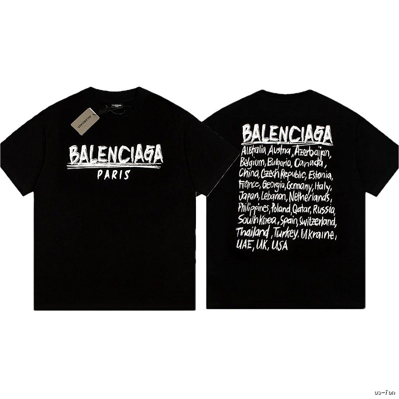 Balenciaga Graffiti Street Style Black Short Sleeve T-shirt