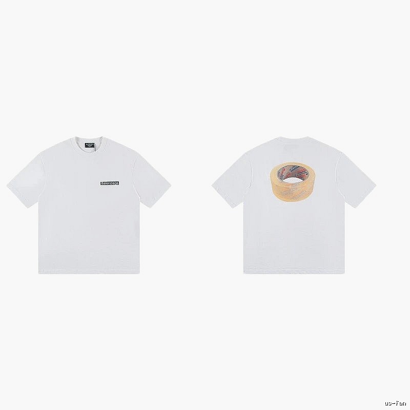 Balenciaga Tape Print Streetwear White T-Shirt