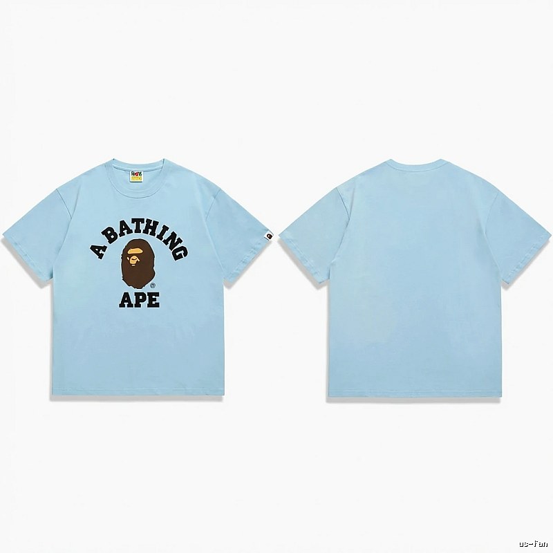 Bape Ape Head Simple Style Light Blue T-shirt