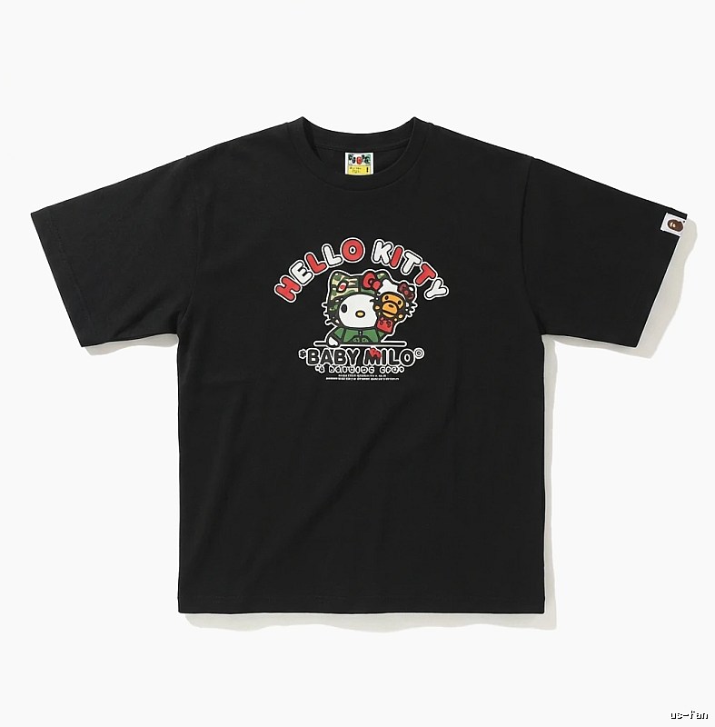Bape Co-branded Cartoon Style Black T-shirt