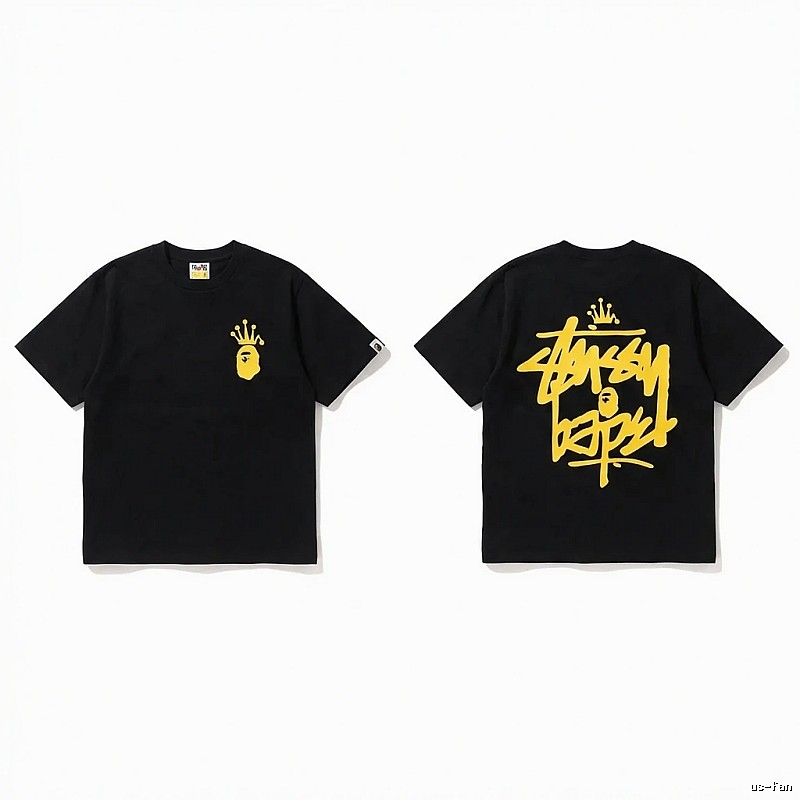 Bape Crown Graffiti Style Black T-shirt