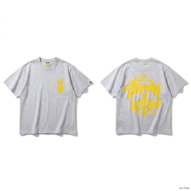 Bape Crown Trendy Brand Light Gray T-shirt