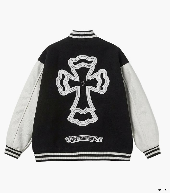 Chrome Hearts Cross Black and White Baseball Jacket