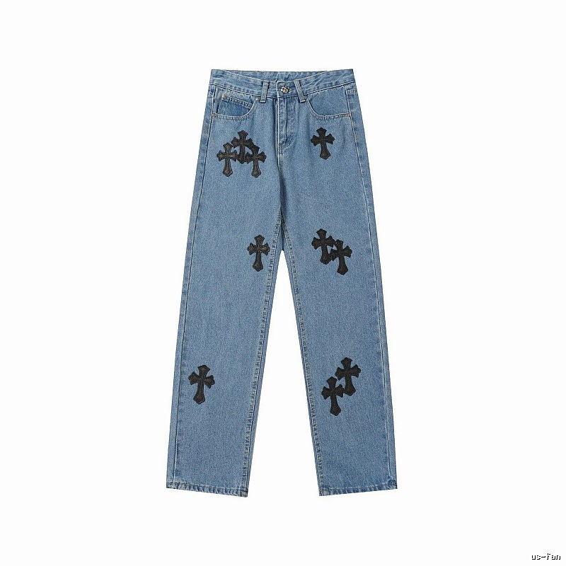 Chrome Hearts Easy Match Graphic jeans Light Denim Jeans for Leisure Wear