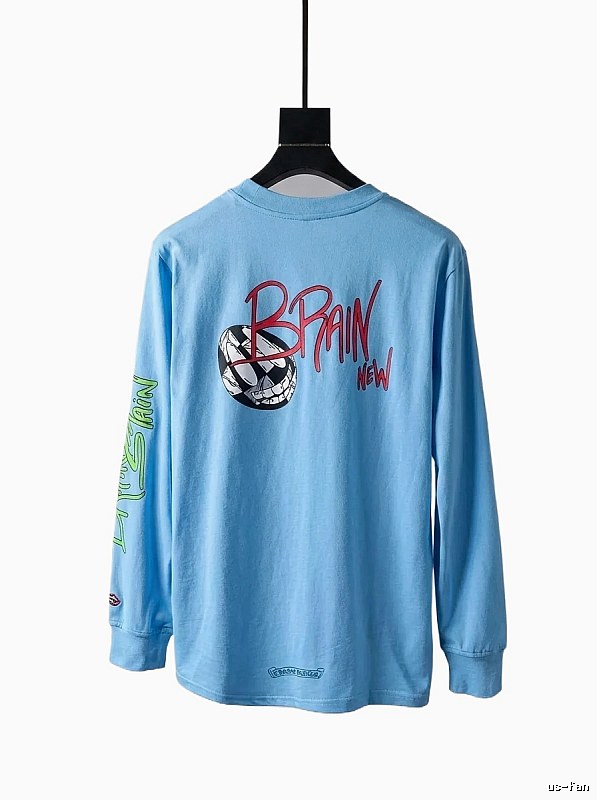 Chrome Hearts Graffiti Style Light Blue Long-sleeved Shirt