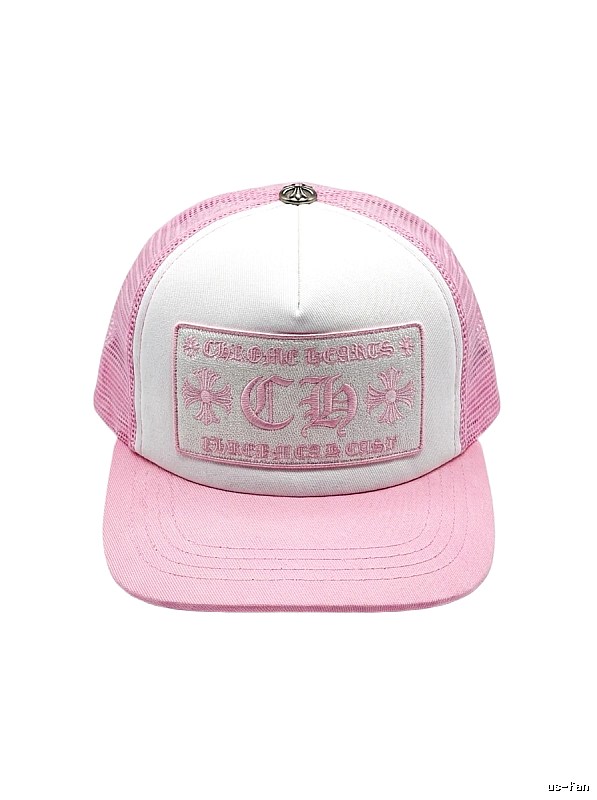 Chrome Hearts Pink and White Patchwork Trendy Hat
