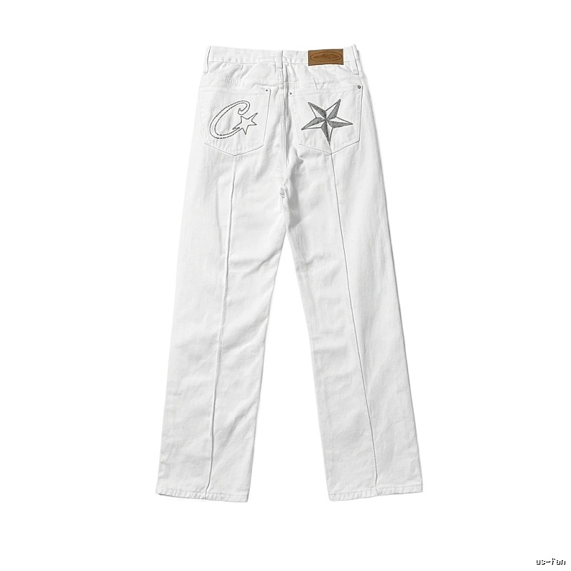 Corteiz Retro Style White Jeans