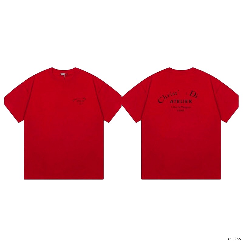 Dior Atelier Minimalist Style True Red Short-sleeve T-shirt