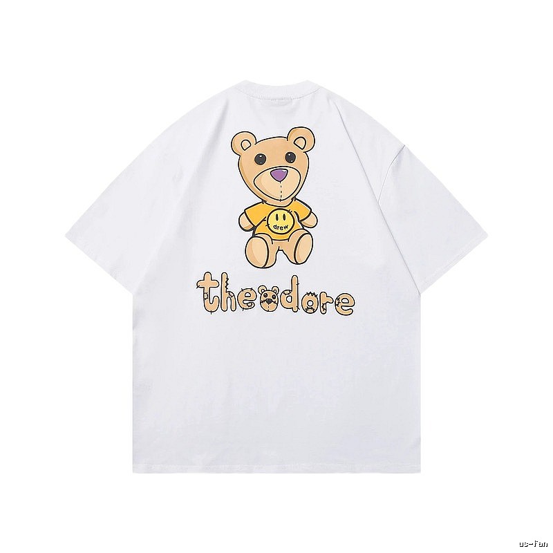 DREW Bear Print Street Style White T-shirt