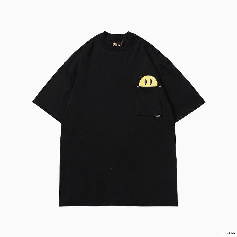 DREW Smiley Pocket Street Style Black T-Shirt