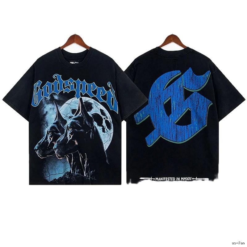 Godspeed Doberman Print Dark Style Black Short Sleeve T-shirt