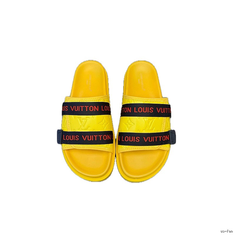Louis Vuitton Classic Monogram Trendy Yellow Slide Sandals