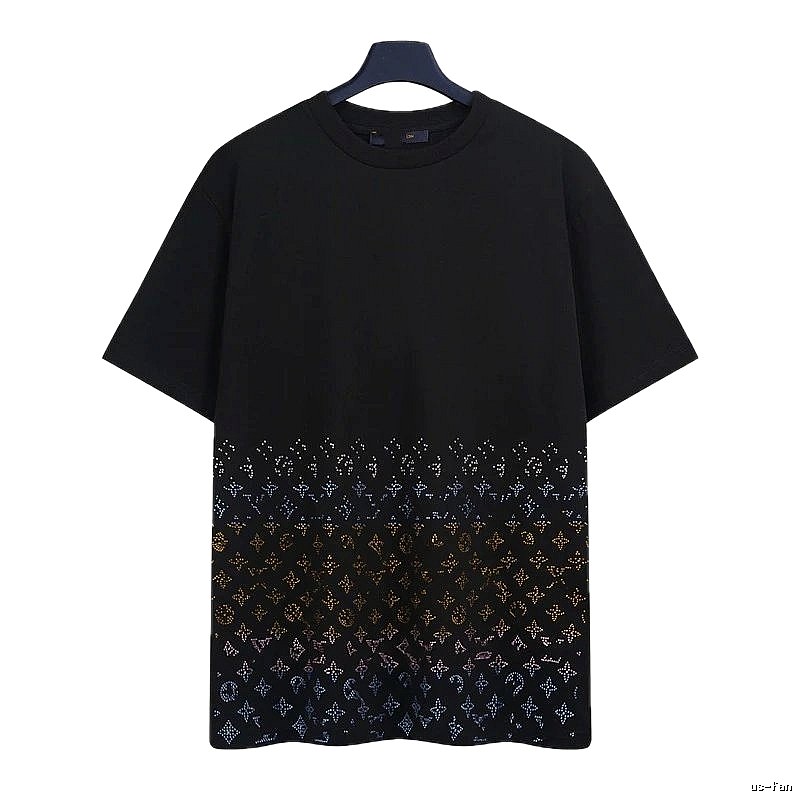 Louis Vuitton Gradient Monogram Street-style Black T-Shirt