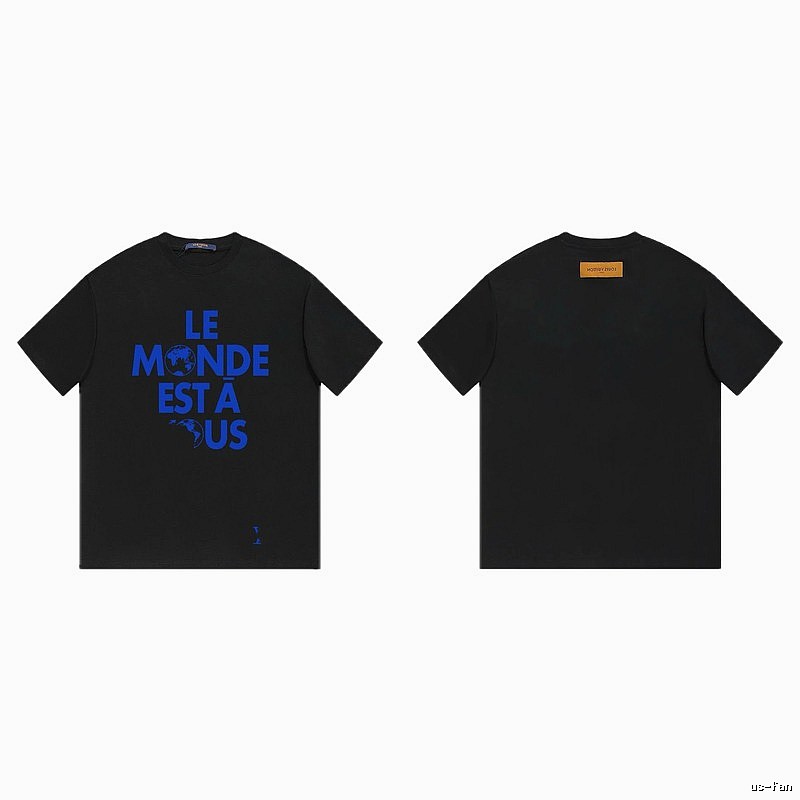 Louis Vuitton Letter Print Cool Trendy Style Black T-shirt