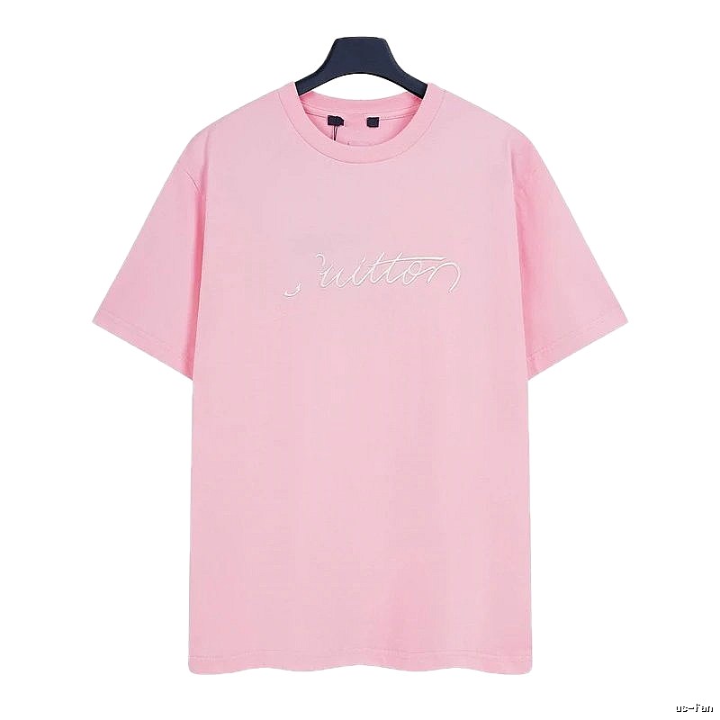 Louis Vuitton Minimalist Style Embroidered Pink T-Shirt
