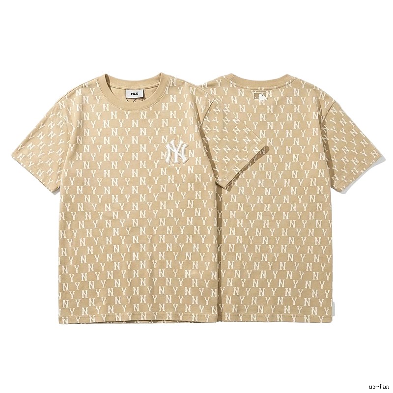 MLB Full Print Fashion Khaki Short-sleeve Shirt
