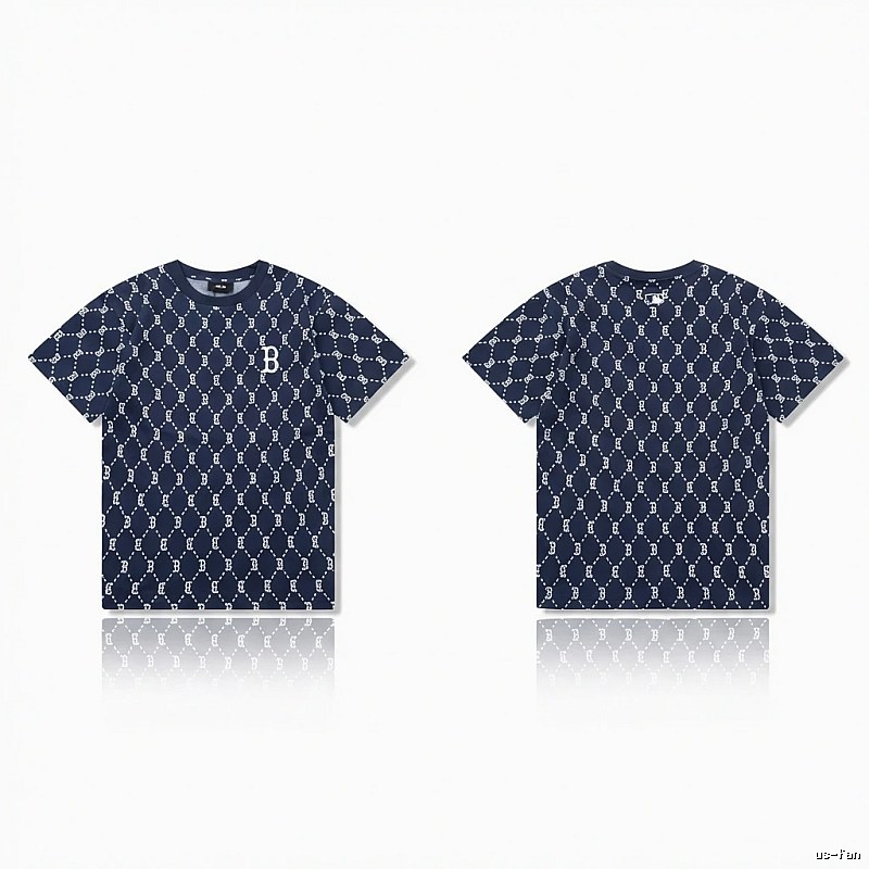 MLB full - printed style navy blue T - shirt