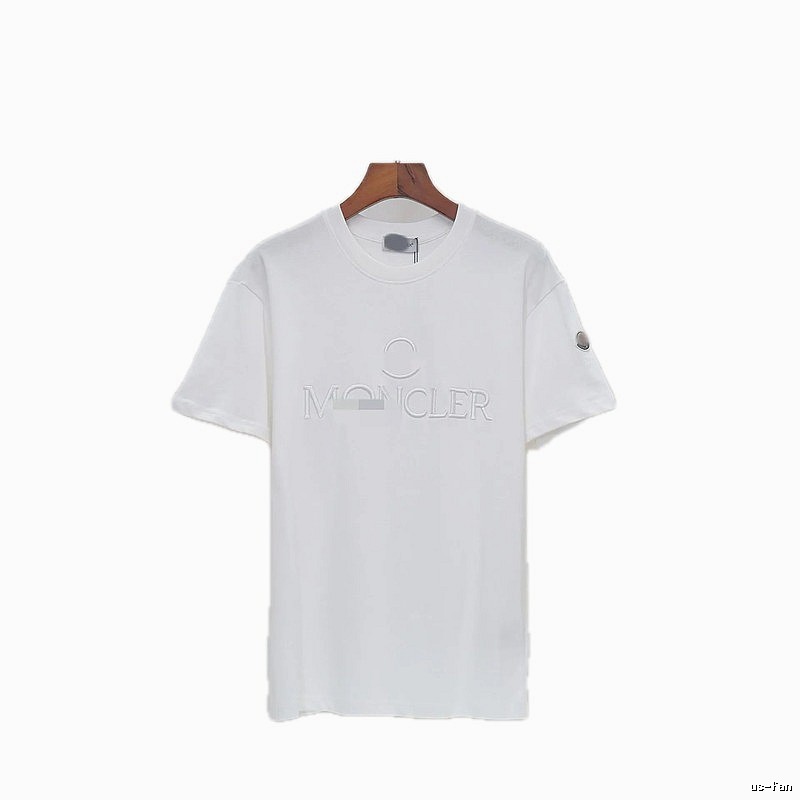 Moncler Embossed Casual Style White Short-sleeve T-shirt