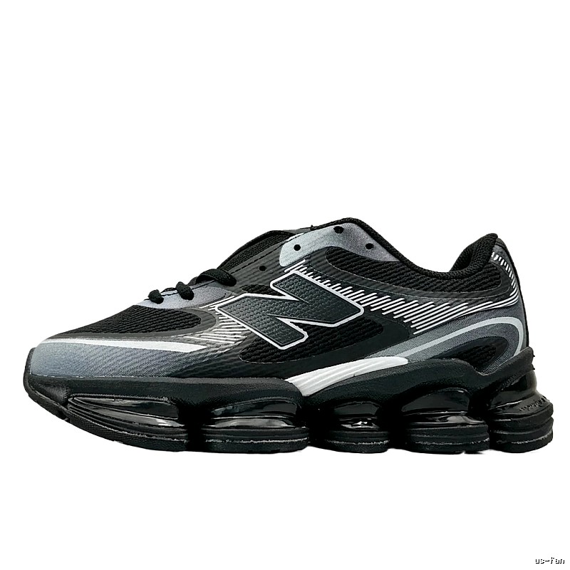 New Balance retro-style black and grey running shoes