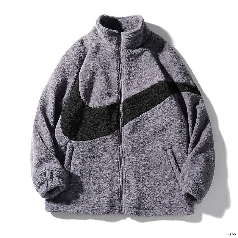 Nike large swoosh grey fleece jacket