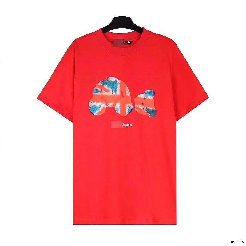 Palm Angels Streetwear Bear graphic T-shirt White Colorful Bear with Logo Accent