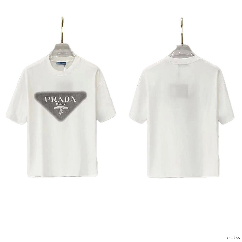 Prada Triangle Logo Minimalist Style White T-Shirt