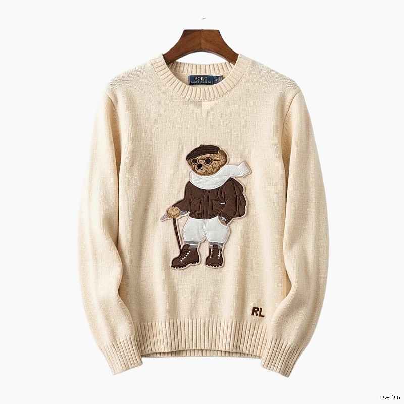 Ralph Lauren Bear Retro Style Beige Sweater