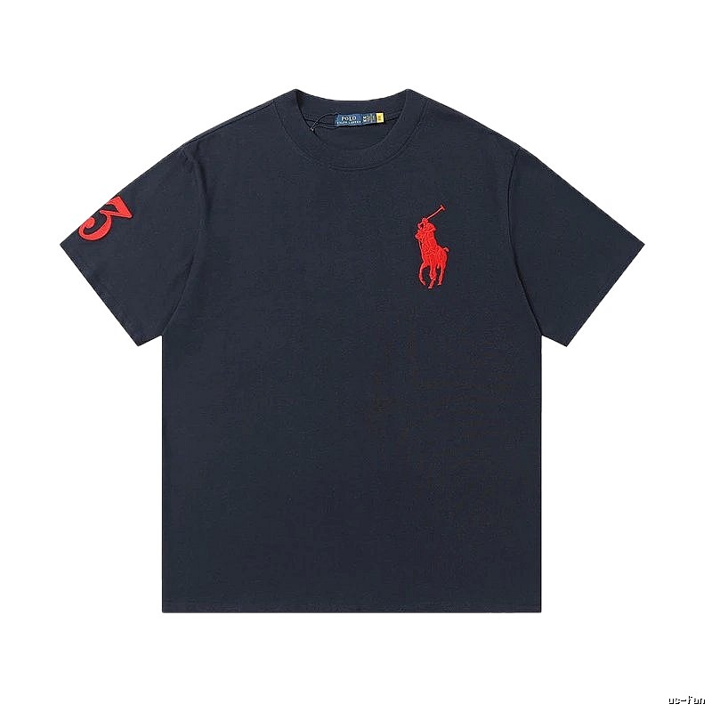 Ralph Lauren classic red embroidered black T-shirt