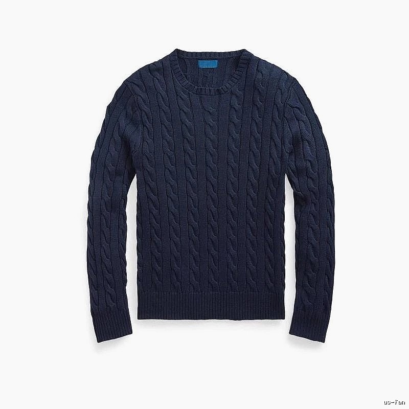 Ralph Lauren Streetwear Cable-knit sweater Navy Cable Knit with Logo Accent