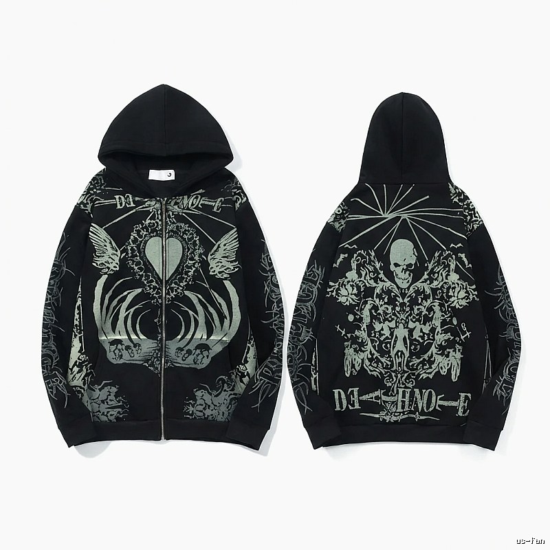Revenge Dark Style Skull Print Hoodie