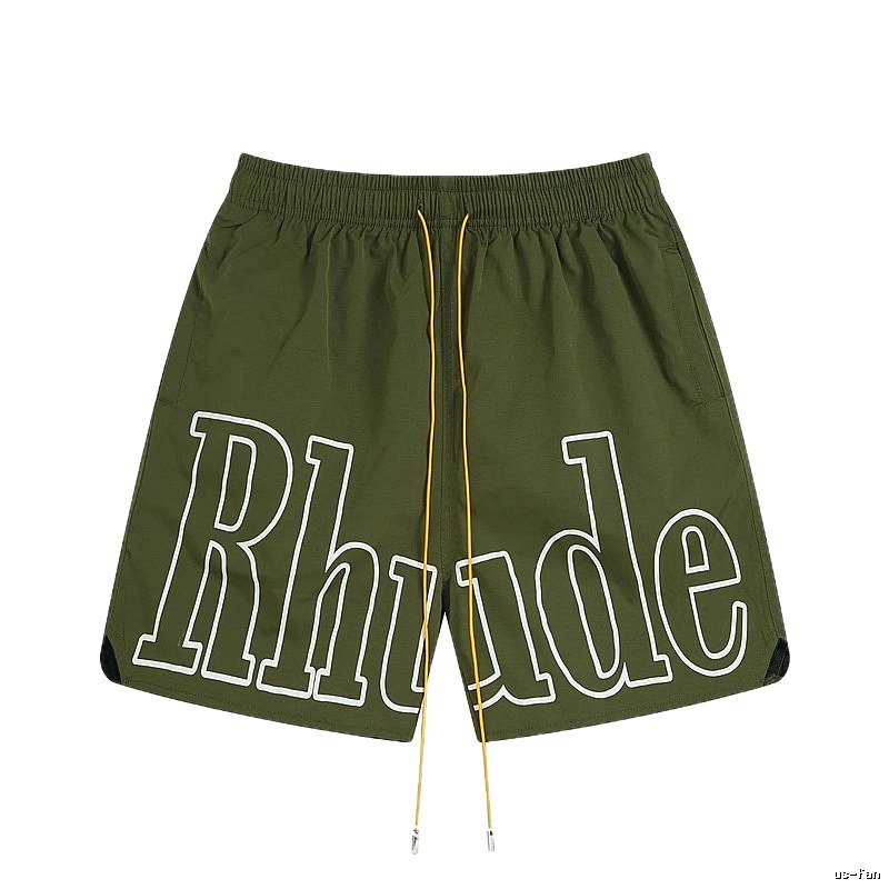 RHUDE letter-style military green shorts