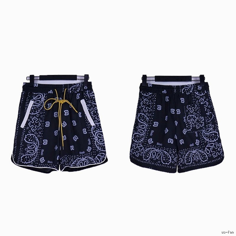 RHUDE retro-style black shorts