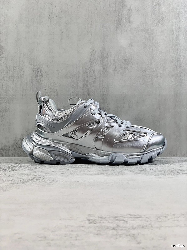 Silver Runner Sneaker by Balenciaga with Silver Layered Runner Side Profile