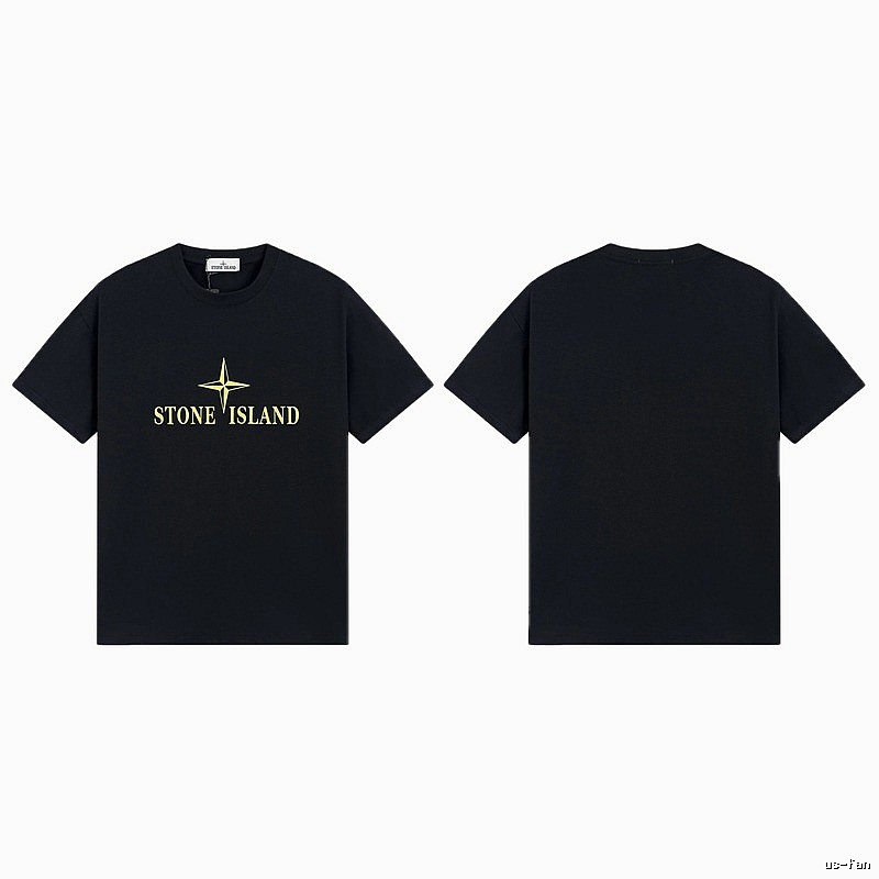 Stone Island Compass Print Street Style Black T-Shirt