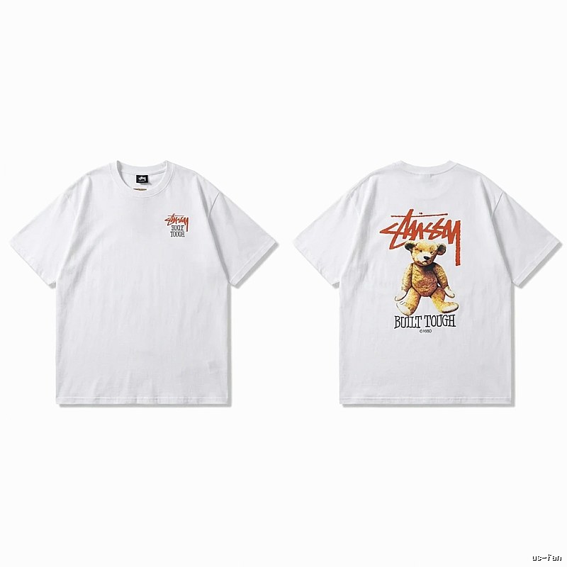 Stussy bear print white T-shirt