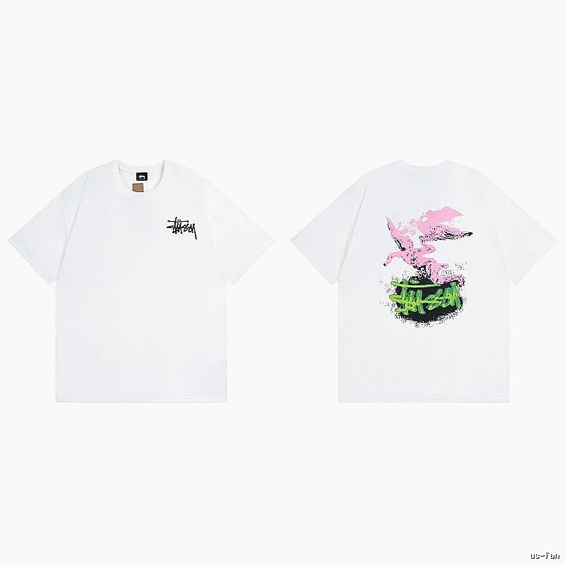 Stussy White Spider Graphic T-Shirt Commuter Look Logo