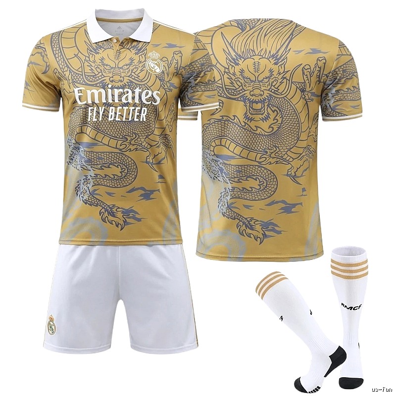 The dragon-patterned golden jersey of Real Madrid.