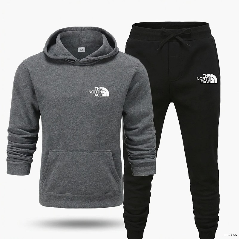 The North Face Simple Gray and Black Sportswear Set