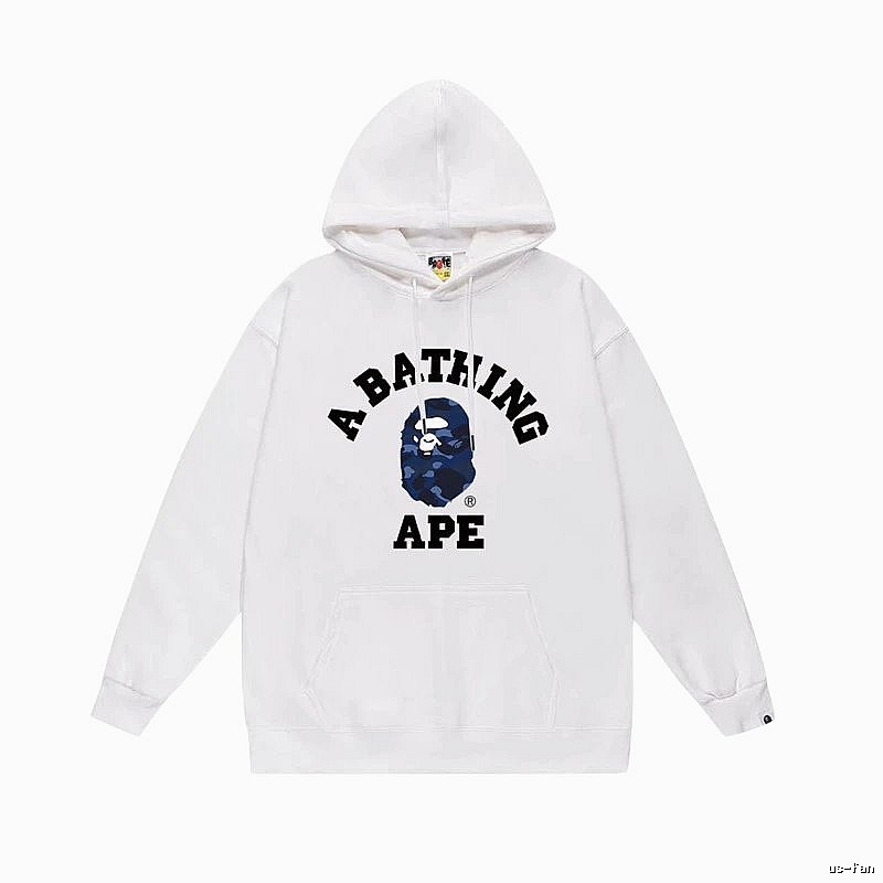 White hoodie with Bape Ape Head print